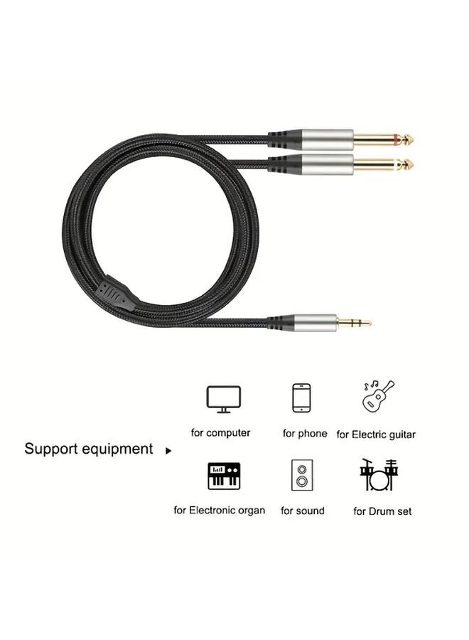 2m 3.5mm TRS to Dual 1 4 TS Mono Y Splitter Audio Cable Adapter - Image 5